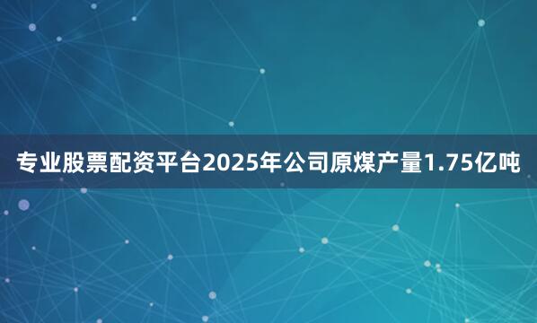 专业股票配资平台2025年公司原煤产量1.75亿吨